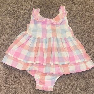 SweetHoney Pink and Blue Plaid Bodysuit 6m